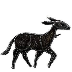 Silver and Brown inlaid ??? Donkey Vintage Silver Brooch